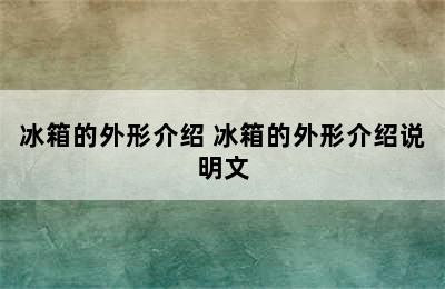 冰箱的外形介绍 冰箱的外形介绍说明文